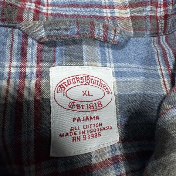 Brooks Brothers Flannel Pajama Set Men's XL Blue Plaid Top Bottom Classic Dad - Picture 4 of 13